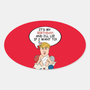 Sticker Ovale Baby Trump Birthday Card - C'est mon anniversaire 