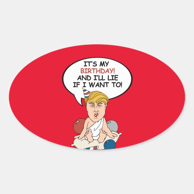 Sticker Ovale Baby Trump Birthday Card - C'est mon anniversaire  (Devant)