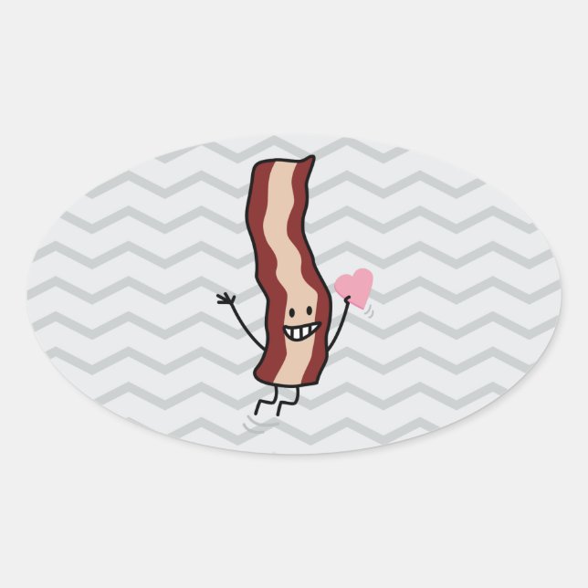 Sticker Ovale Bacon Vous Aime Valentine ! (Devant)