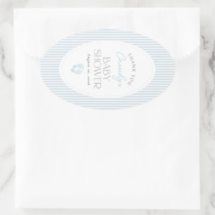 Sticker Ovale Bain de bébé bleu vintage Empreintes Garçon Baby S