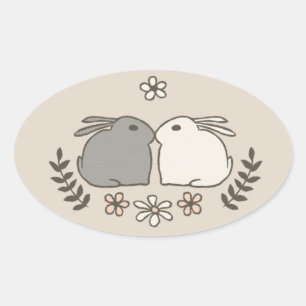 Sticker Ovale Baiser de lapin