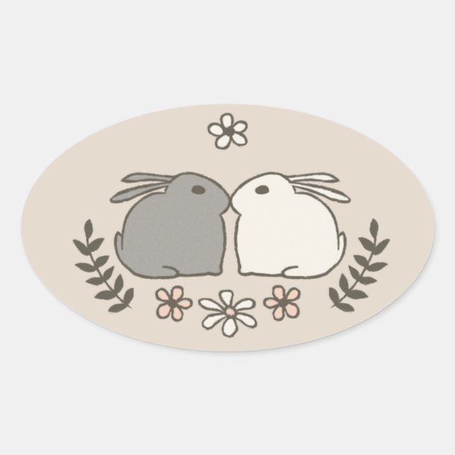 Sticker Ovale Baiser de lapin (Devant)