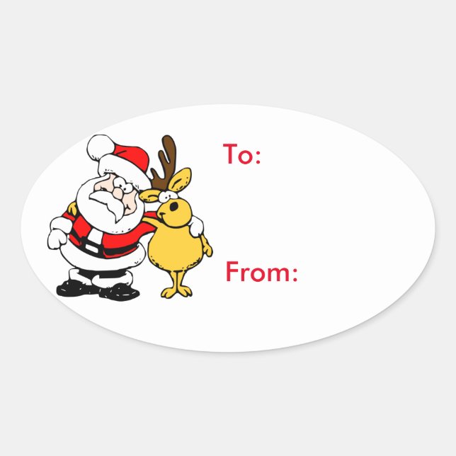 Sticker Ovale Balise cadeau de Noël Sticker-Père Noël (Devant)