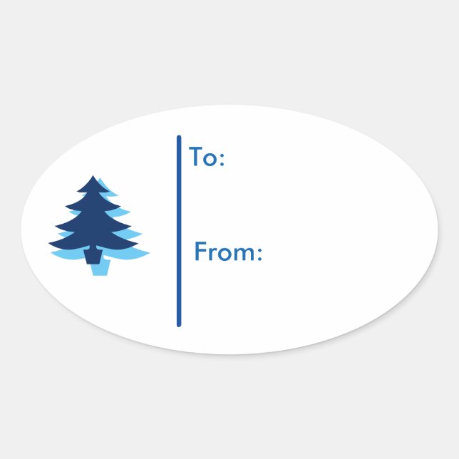 Sticker Ovale Balise cadeau Oval Christmas tree Sticker-Bleu (Devant)