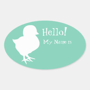 Sticker Ovale Balise Nom du poussin mignon