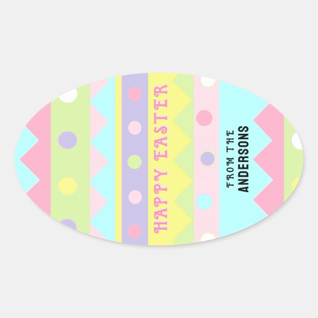 Sticker Ovale Balises Cadeau de Pâques (Devant)