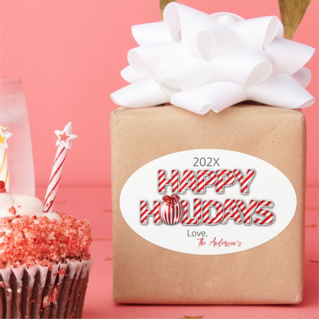 Sticker Ovale Balloon personnalisé Joyeux vacances Pepperment (Fête)