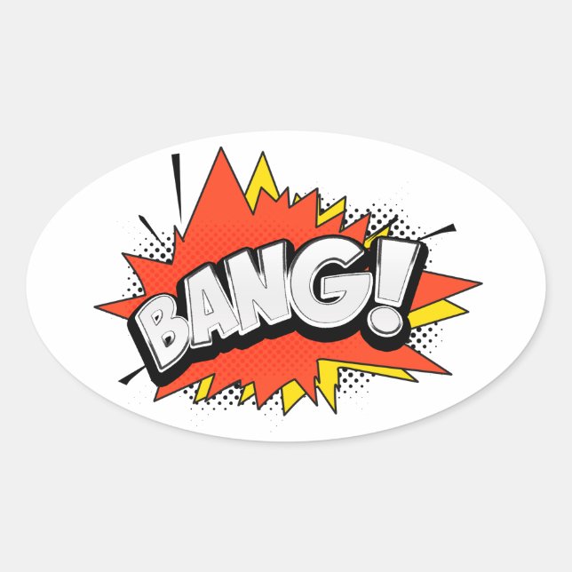 Sticker Ovale Bang Retro Action Comic Book Bubble (Devant)