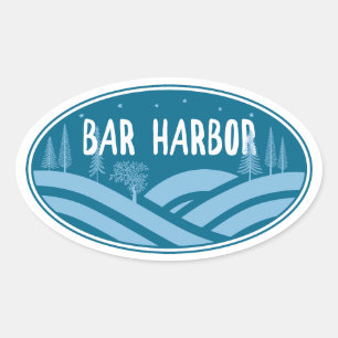 Sticker Ovale Bar Harbour Maine Extérieur