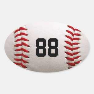 Sticker Ovale Baseball avec numéro personnalisable