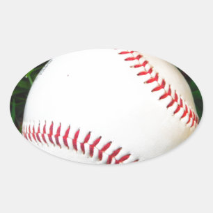 Sticker Ovale Baseball blanc avec points rouges