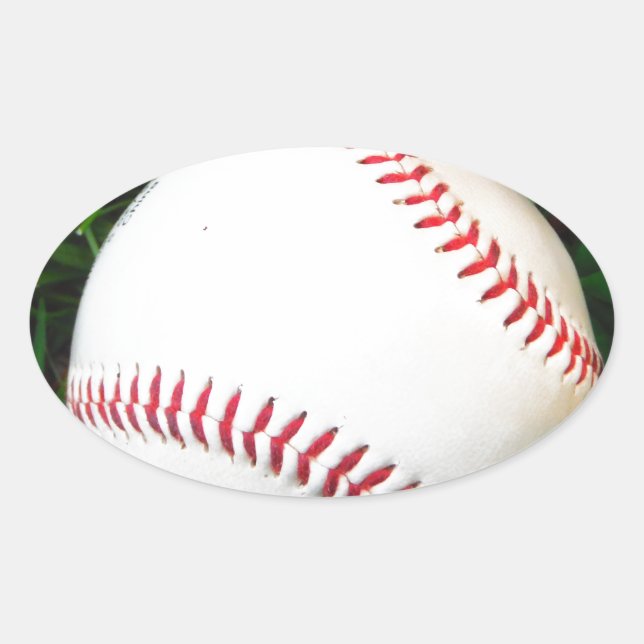 Sticker Ovale Baseball blanc avec points rouges (Devant)