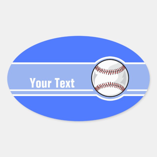 Sticker Ovale Baseball ; Bleu (Devant)