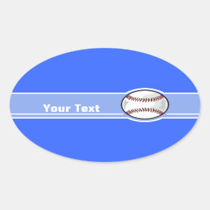 Sticker Ovale Baseball ; Bleu