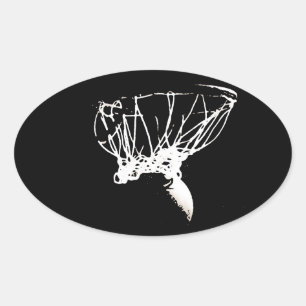 Sticker Ovale Basket-ball Black White Pop Art