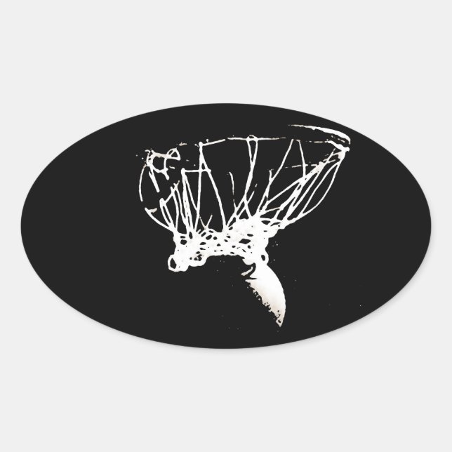 Sticker Ovale Basket-ball Black White Pop Art (Devant)