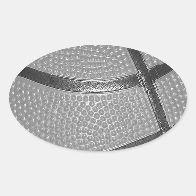 Sticker Ovale Basket-ball noir et blanc (Devant)