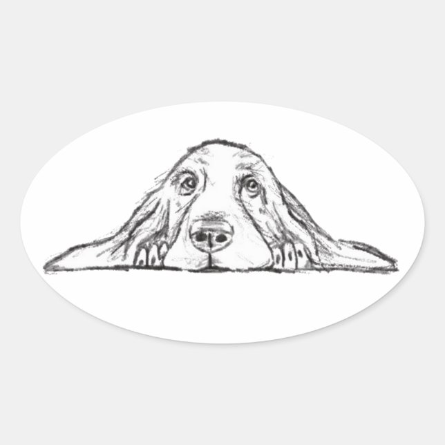 Sticker Ovale basset blanc (Devant)