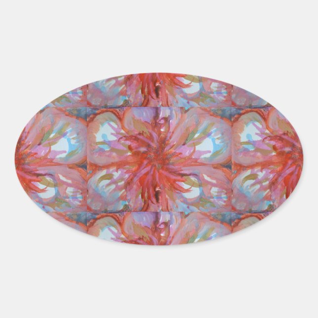 STICKER OVALE BÂTIMENTS D'ART FLORAL DE L'ARTISTE PAULA REILLY. (Devant)