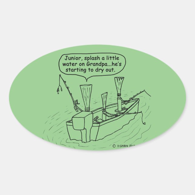 Sticker Ovale Bâton ovale des roseaux de pêche (Devant)