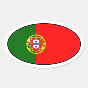 Sticker Ovale Bâton ovale du drapeau du Portugal
