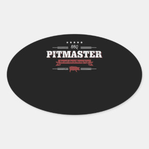 Sticker Ovale BBQ  BBBQ Pitmaster Faible Et Lent Est Une Façon D