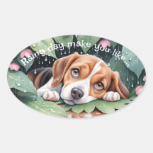 Beagle Whimsical Rainy Day Feuilles verts