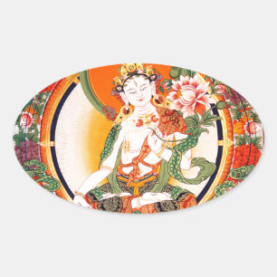Sticker Ovale Beau Art Bouddhiste Tibétain