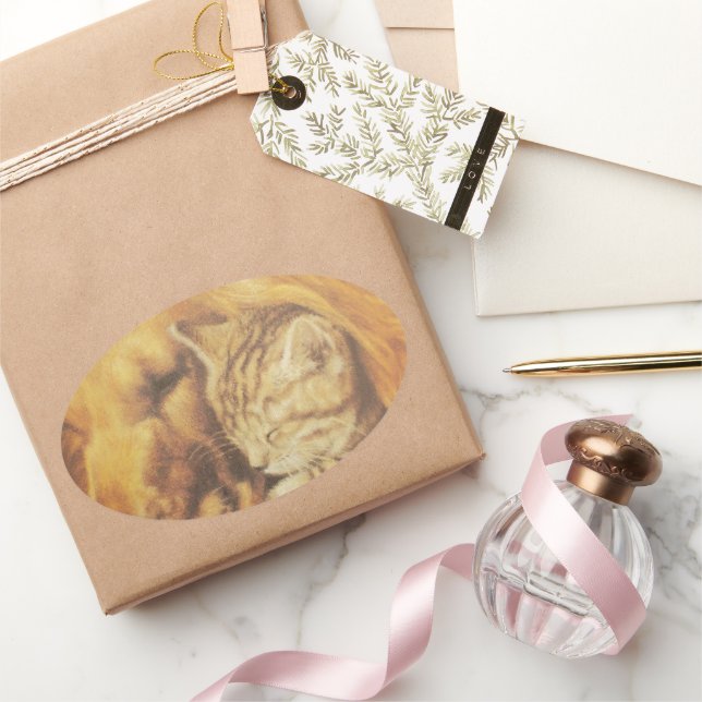 Sticker Ovale Beau art Extraordinaire de chats et de chats de ch (Cadeaux)