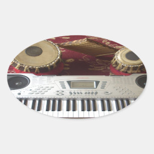 Sticker Ovale Beau Coin Créatif : Tapisserie musicale