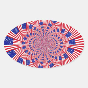 Sticker Ovale Beau drapeau américain Extraordinaire Kaleidoscope
