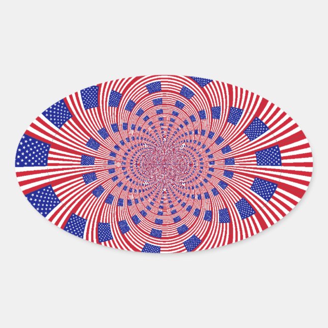 Sticker Ovale Beau drapeau américain Extraordinaire Kaleidoscope (Devant)