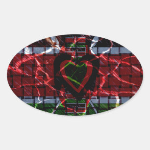 Sticker Ovale Beau drapeau national contemporain kényan Edgy