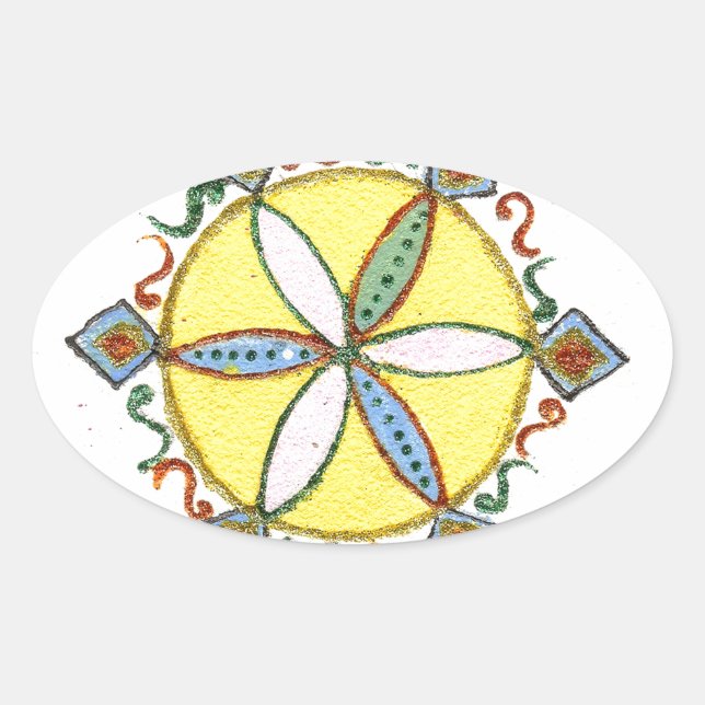 Sticker Ovale Beau Inspirationnel Star Floral Vector Motif (Devant)