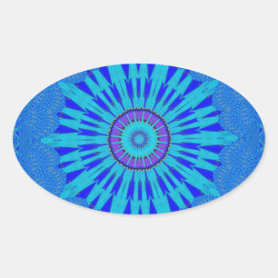 Sticker Ovale Beau Royal Blue Mandala Art Imprimer