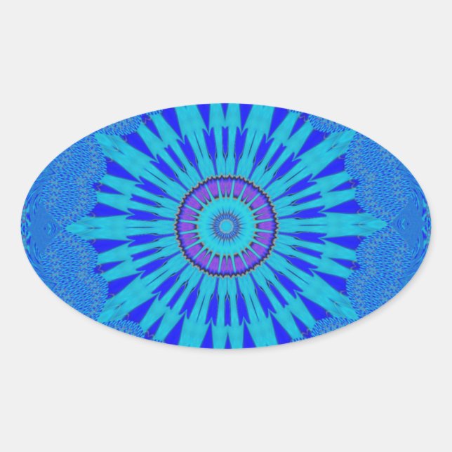 Sticker Ovale Beau Royal Blue Mandala Art Imprimer (Devant)