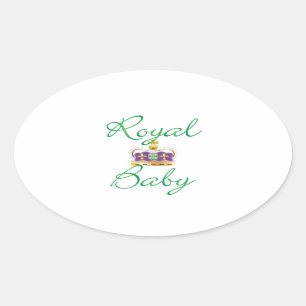 Sticker Ovale Bébé royal avec le pourpre et la couronne d'or