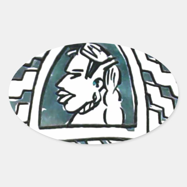 Sticker Ovale Belle Africaine Bongo Massai Portrait Tribal Art (Devant)