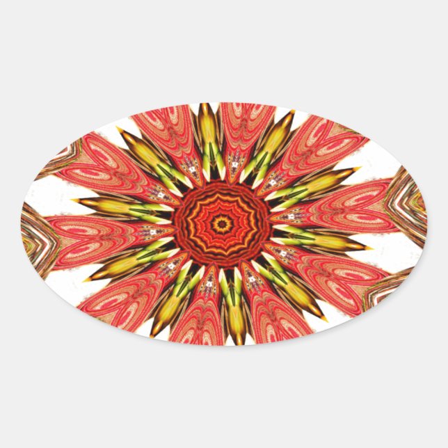 Sticker Ovale Belle belle asiatique traditionnelle motif (Devant)