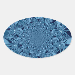Sticker Ovale Belle Belle Iridescente Blue Kaleidoscope Art
