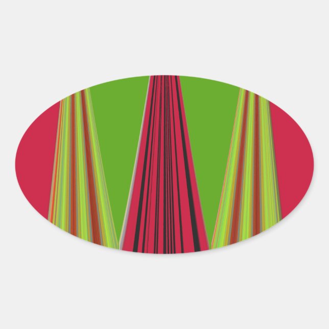 Sticker Ovale Belle conception d'art fractal jaune rouge (Devant)