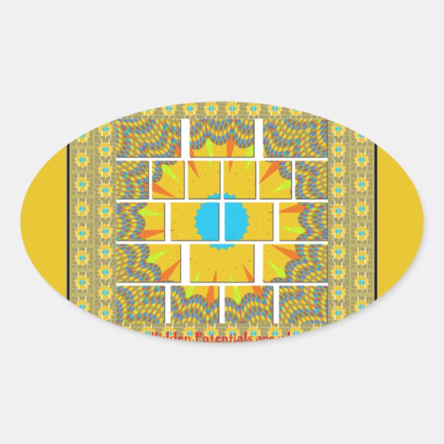 Sticker Ovale Belle conception graphique extraordinaire jaune or (Devant)