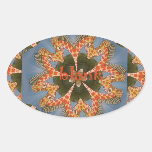 Sticker Ovale Belle Giraffe colorée extraordinaire africaine vie