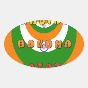 Sticker Ovale Belle Inde couleurs drapeau national Hakuna Matata