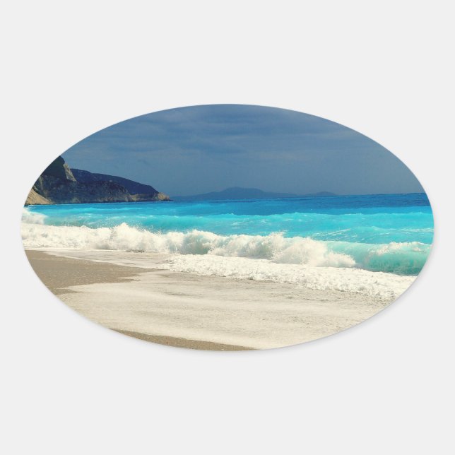 Sticker Ovale Belle Turquoise Bleue Mer Tropicale Photographie (Devant)