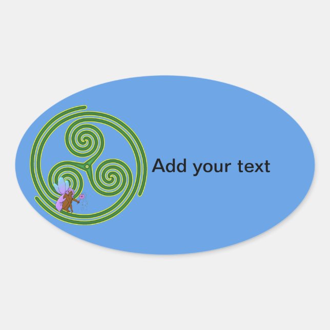 Sticker Ovale Beltane Triskele avec Fairy (Devant)