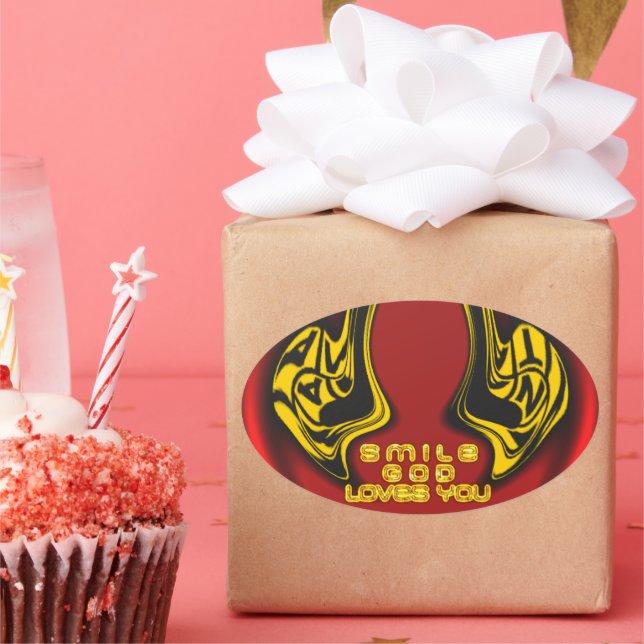 Sticker Ovale Bénédiction d'en haut : L'Amour de Dieu Salutation (Fête)