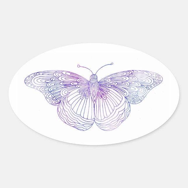 Sticker Ovale Beurre d'aquarelle violet (Devant)