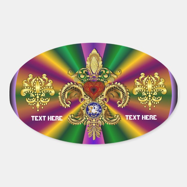 Sticker Ovale Bicentenaire Mardi Gras Voir les touches 50 couleu (Devant)