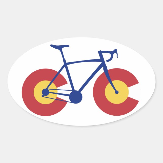 Sticker Ovale Bicyclette Drapeau du Colorado (Devant)